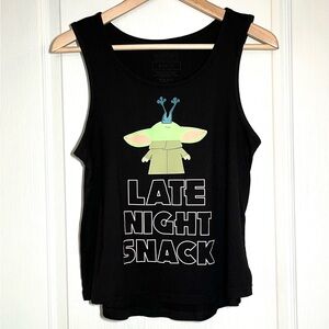 Star Wars Grogu “Late Night Snack” Black Tank Top Lounge Wear Casual Pop Culture